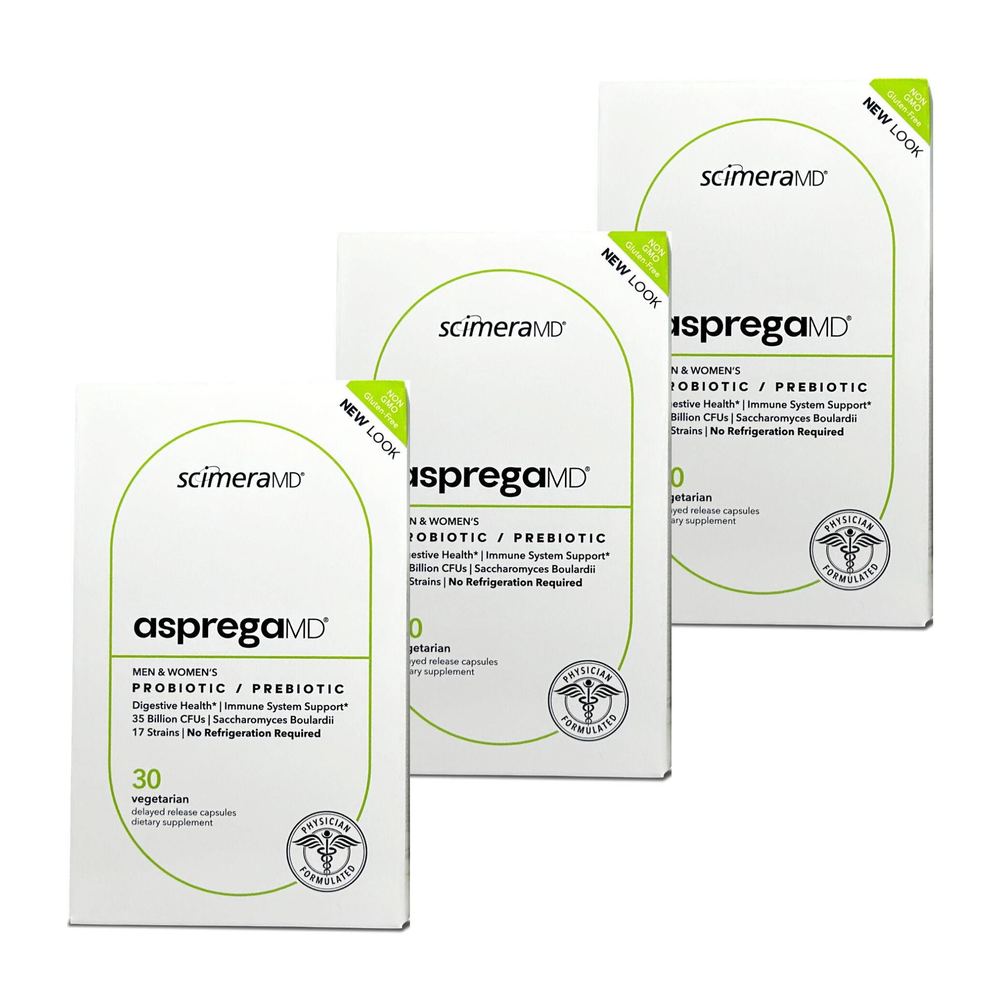 AspregaMD 30CT | Probiotic + Prebiotic | Gut Health Support 3-Pack